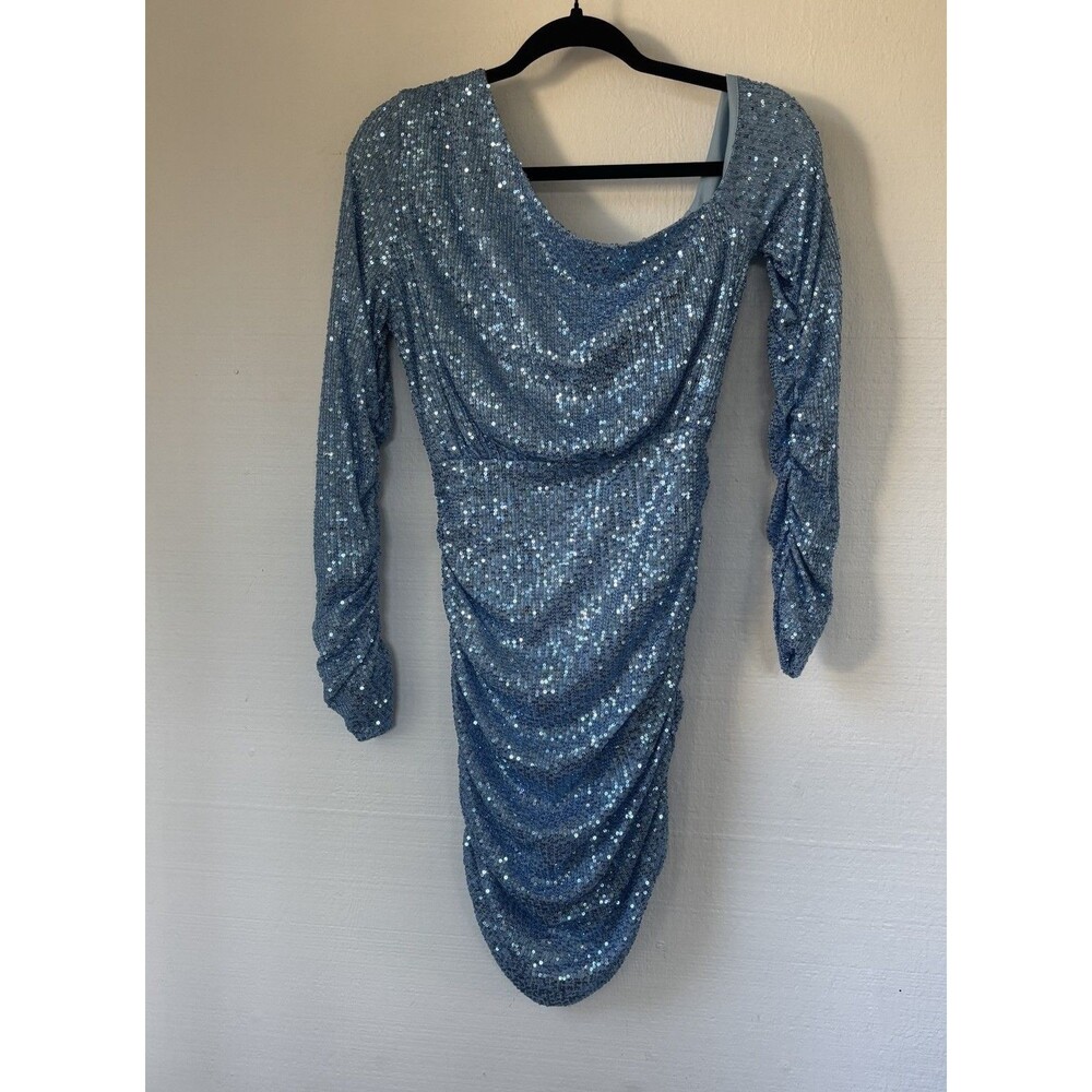 Fashion Nova Club Guestlist Sequin Mini Dress Blue M NWT Winter Formal Cocktail - Picture 2 of 12